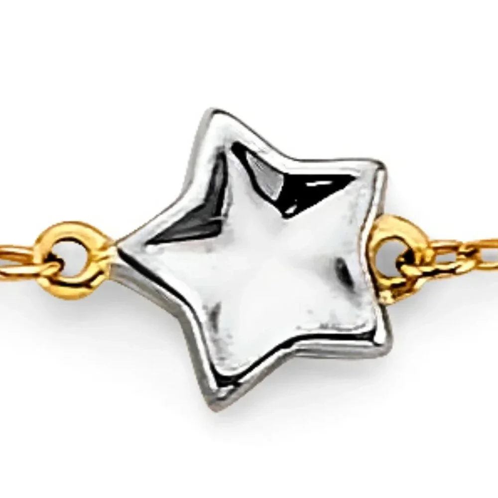 KIDS GIRLS 14K 3 COLOR GOLD STAR BALL Bracelet 5